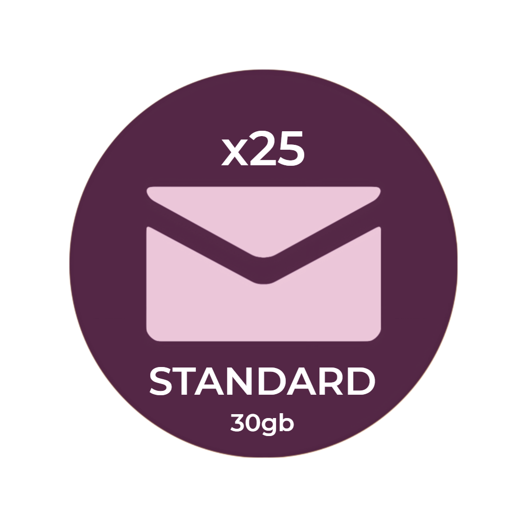 Plano Standard de 25 Caixas de E-mail