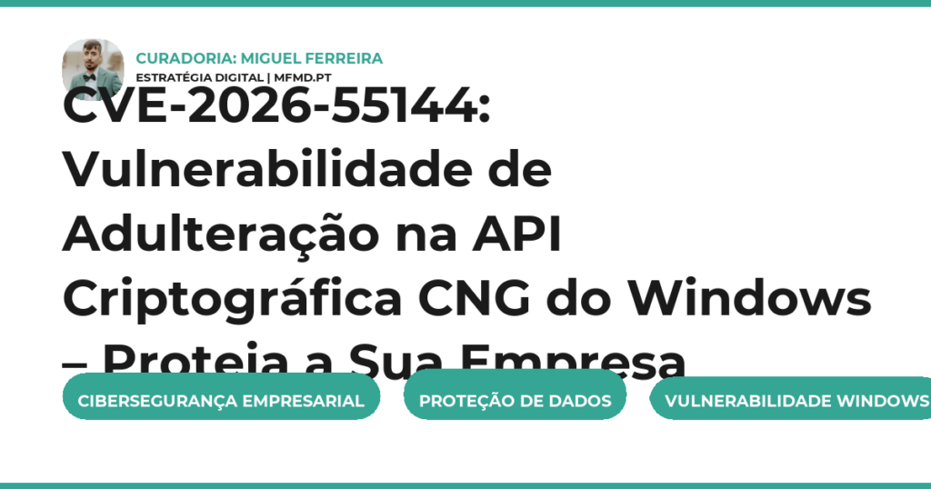 CVE-2026-55144: Vulnerabilidade de Adulteração na API Criptográfica CNG do Windows – Proteja a Sua Empresa